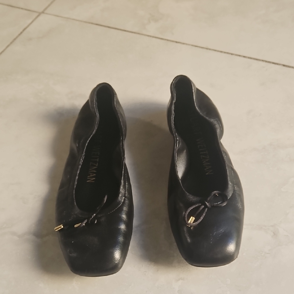 Stuart Weitzman Black Leather Flats